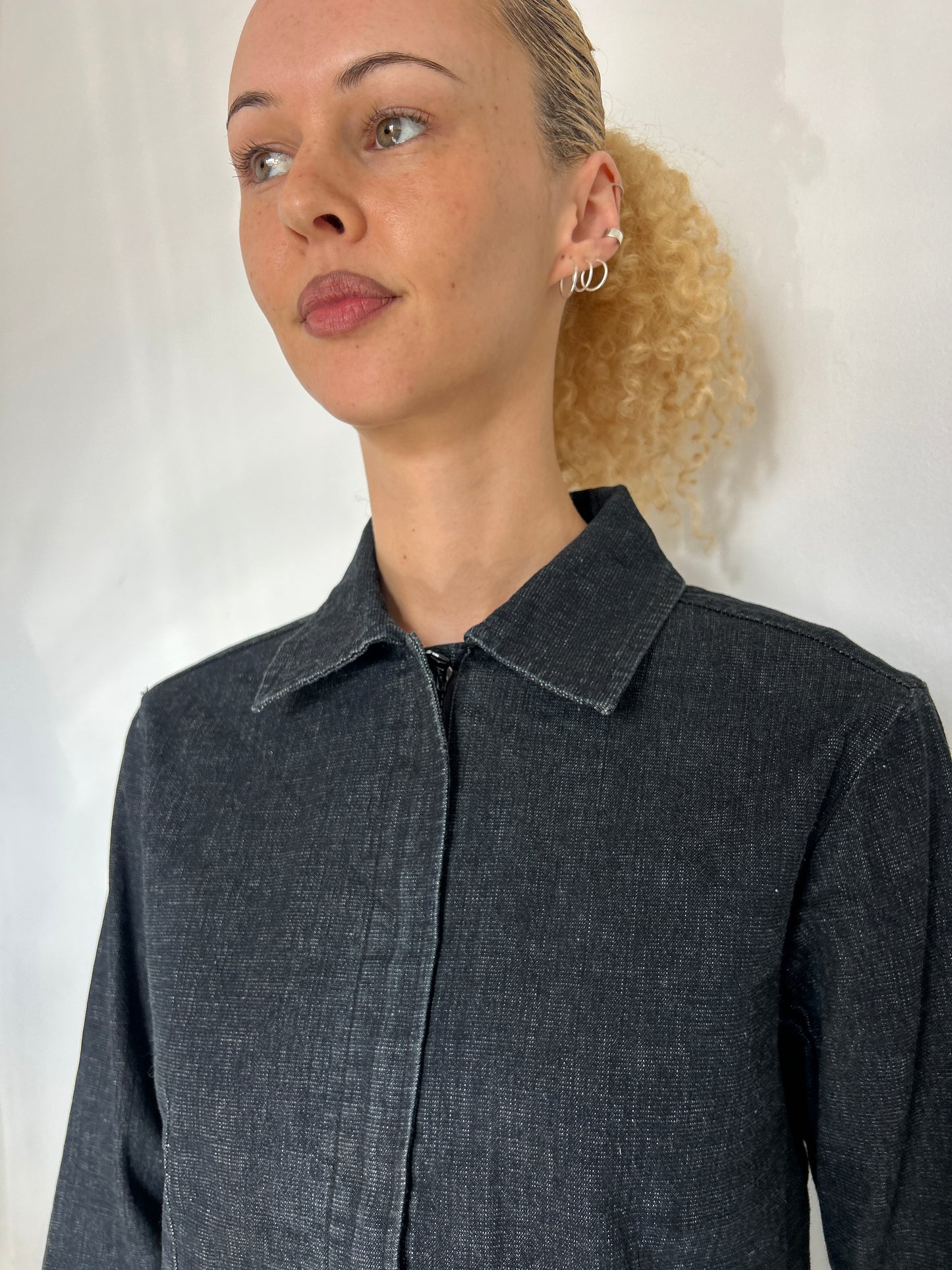 Dark Denim Zip Up Jacket - Size Small