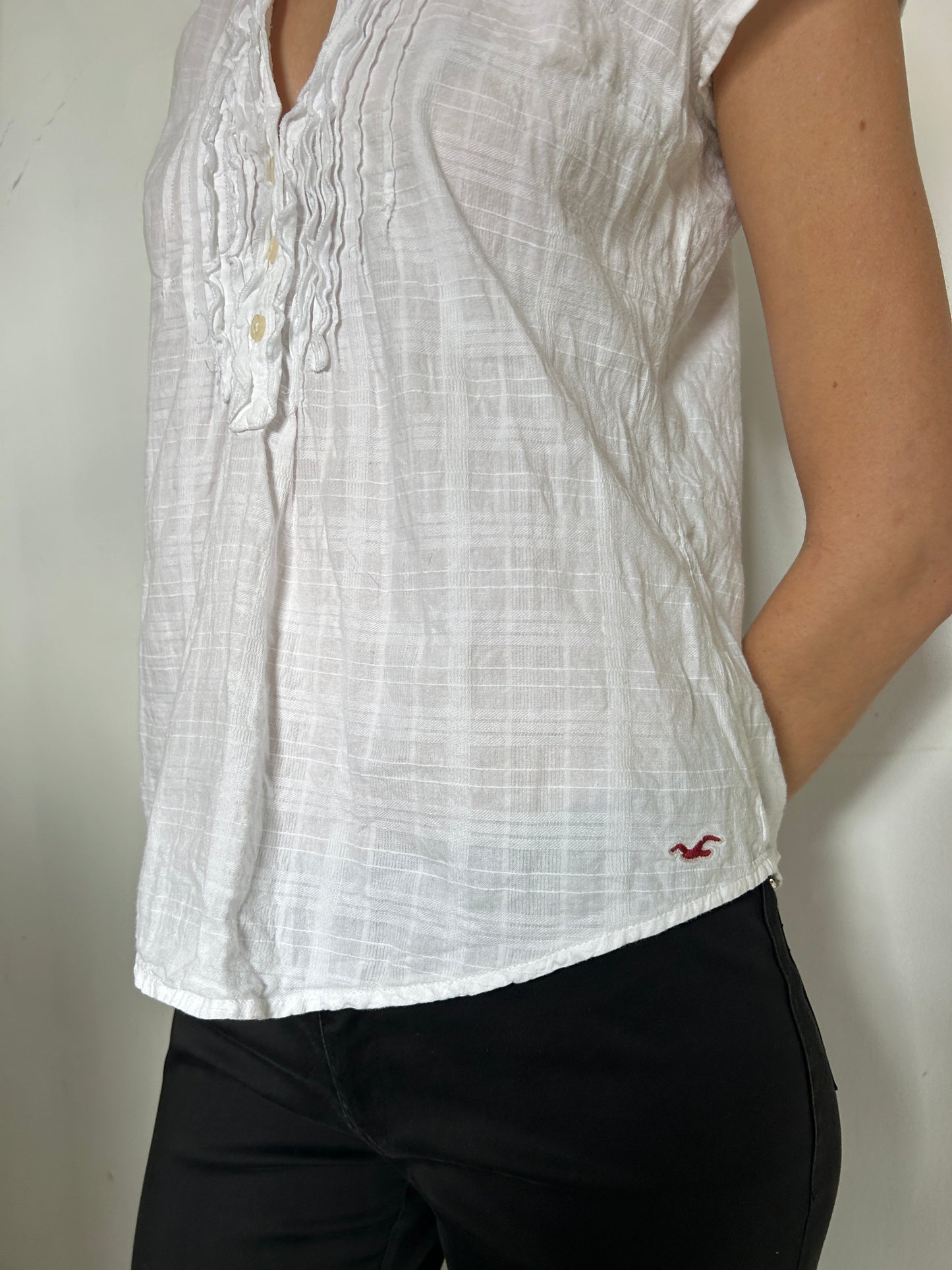 White Button Up Hollister Blouse - Size Extra-Small