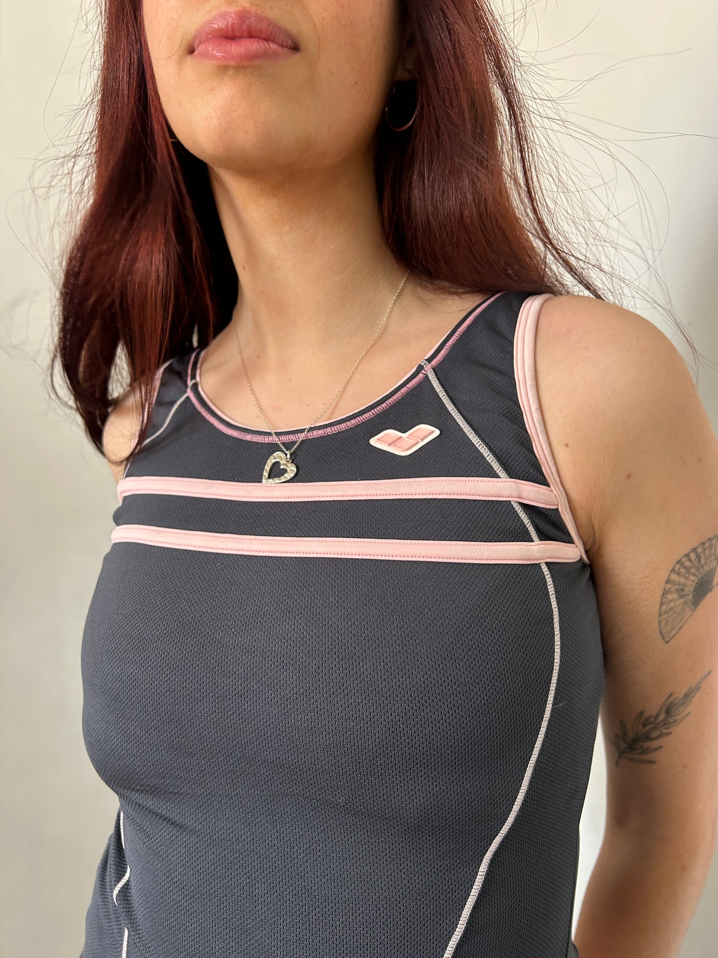 Grey Pink Swim Top Tank - Size Medium