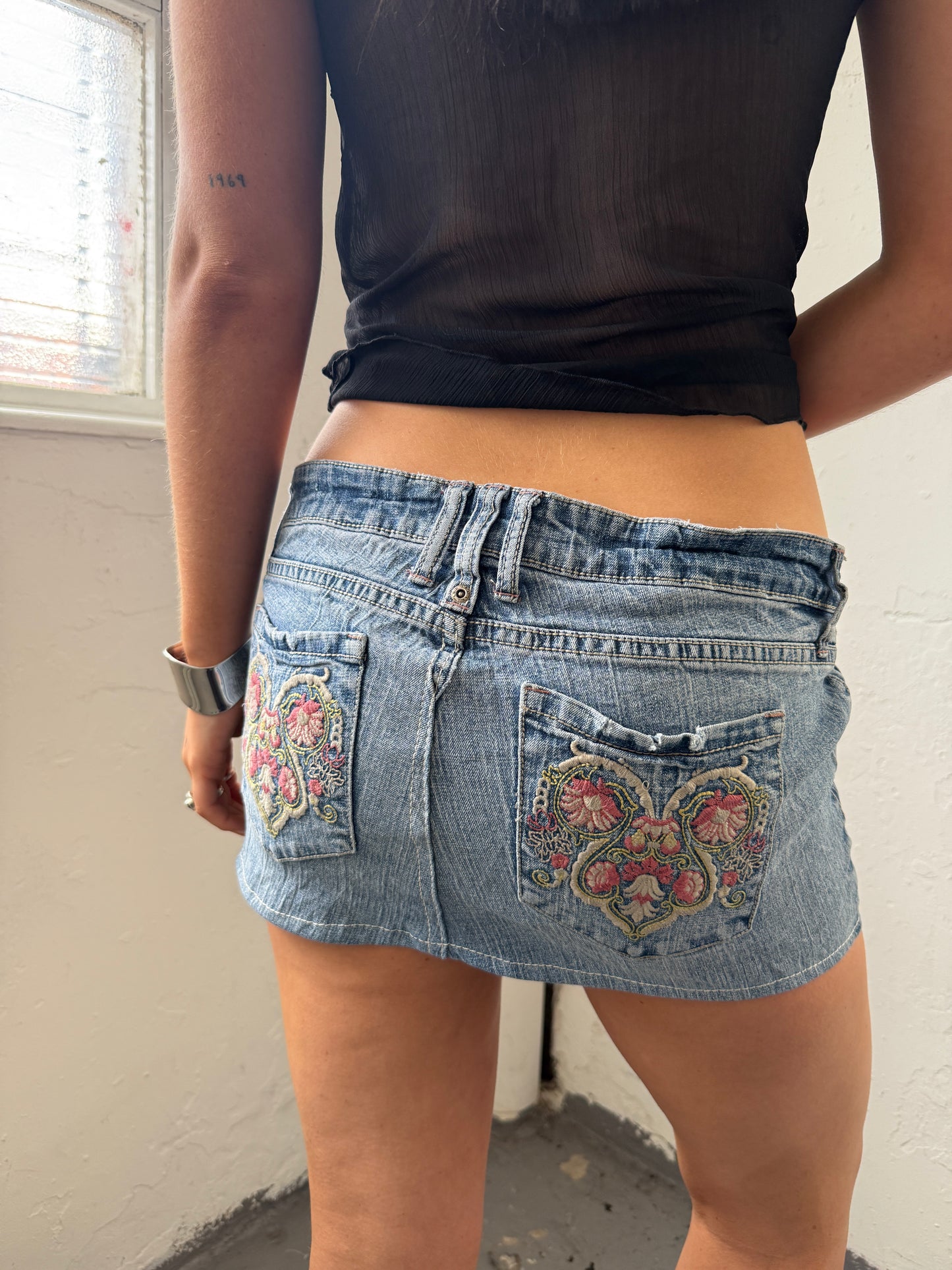 Denim Blue Mini Skirt - W34