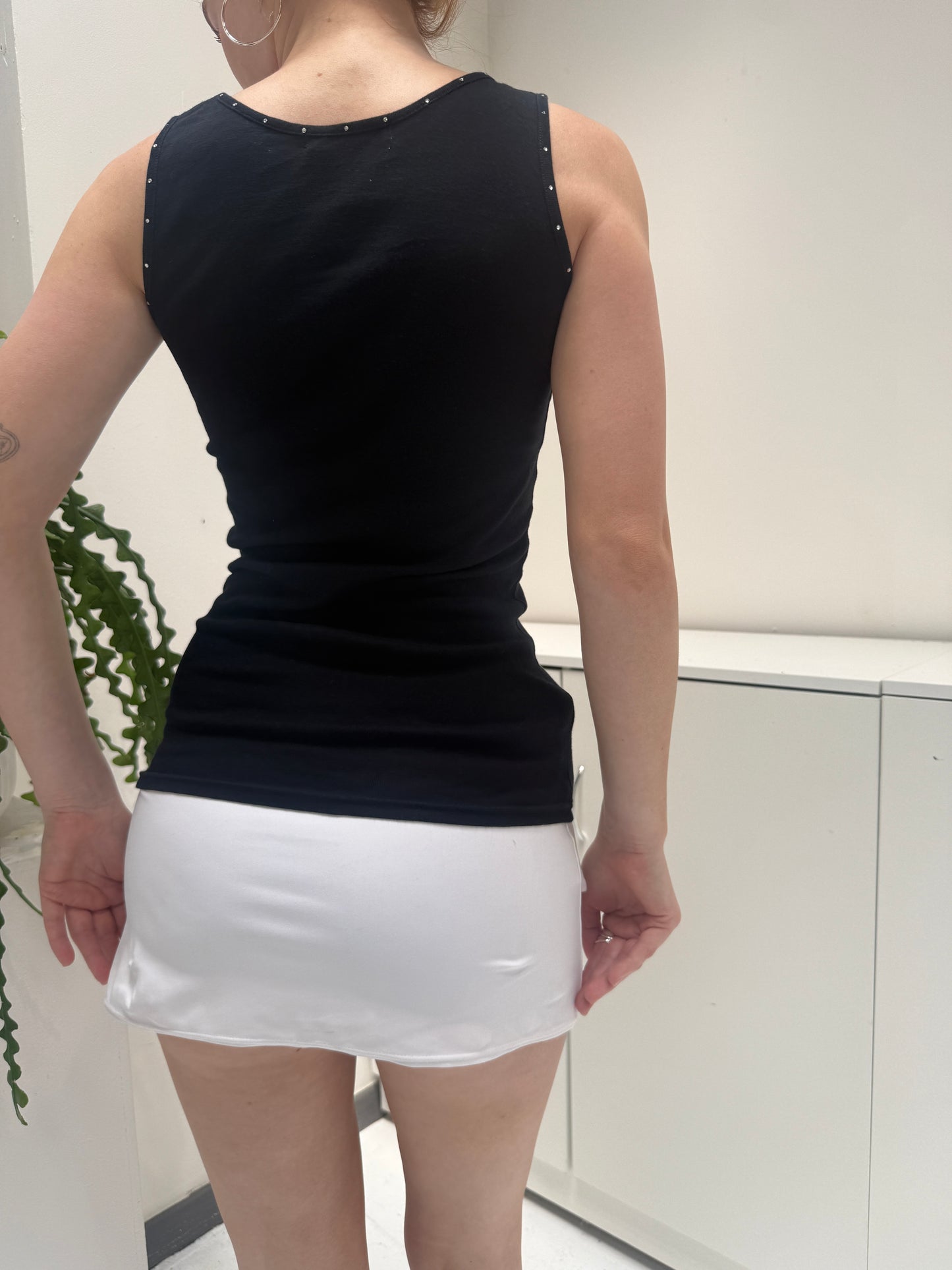 Black Sequin Grommet Top - Size Small