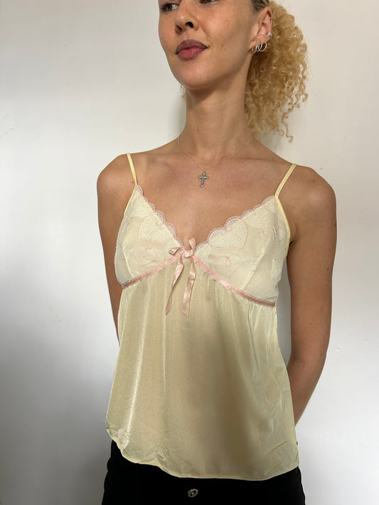 Yellow Pink Lace Cami Top - Size Small