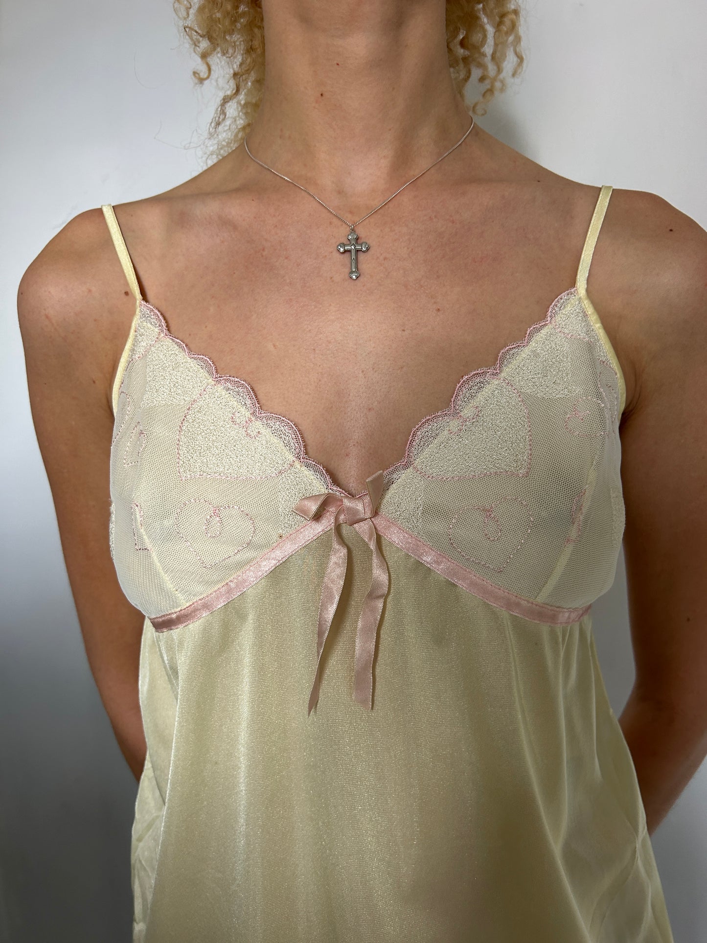 Yellow Pink Lace Cami Top - Size Small