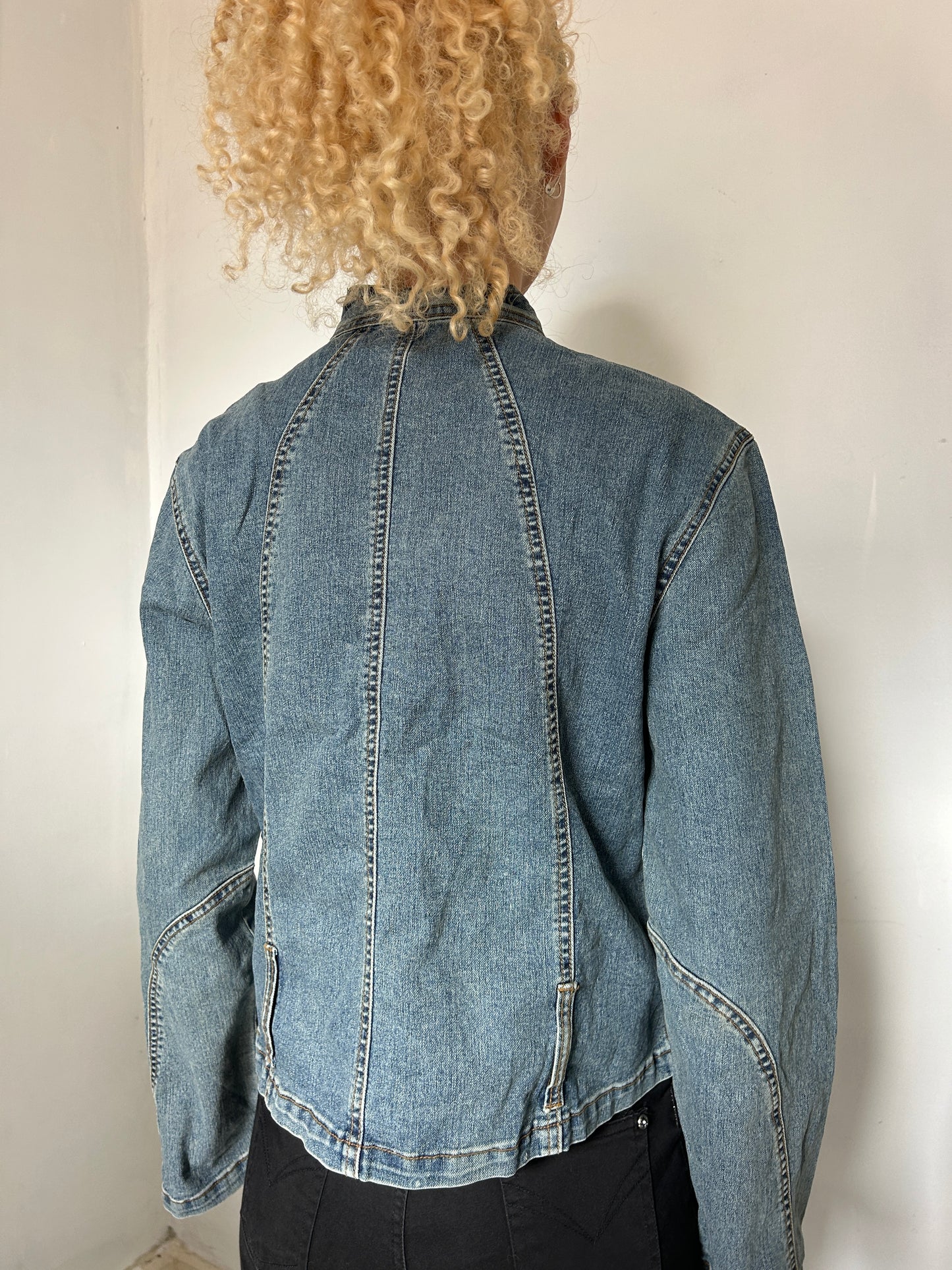 Denim Blue Zip Up Jacket - Size Medium