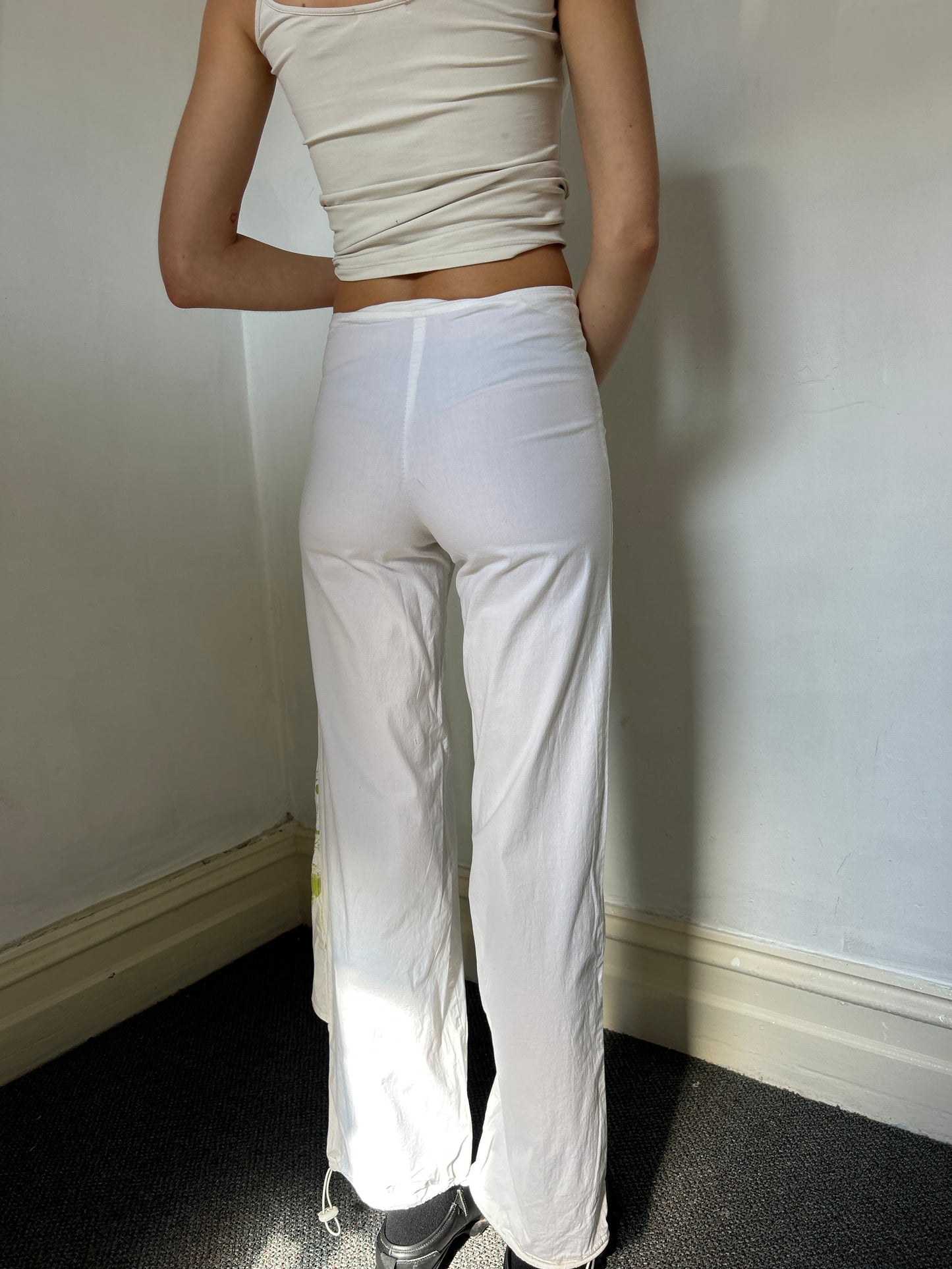 White Green Unique Long Pants - Size Extra-Small