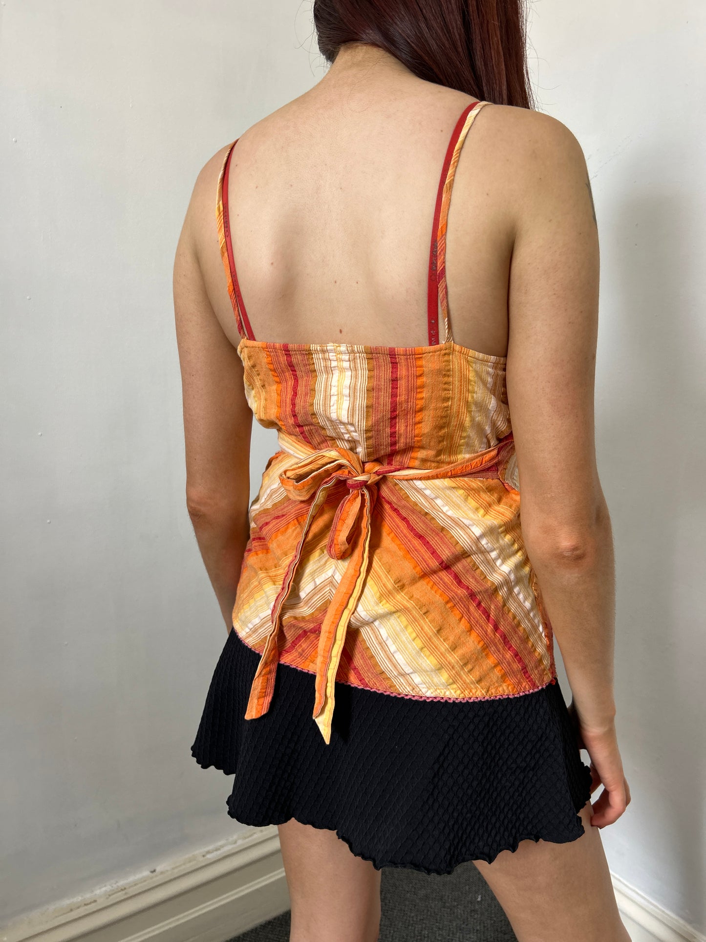 Orange Striped Cotton Cami Top - Size Medium