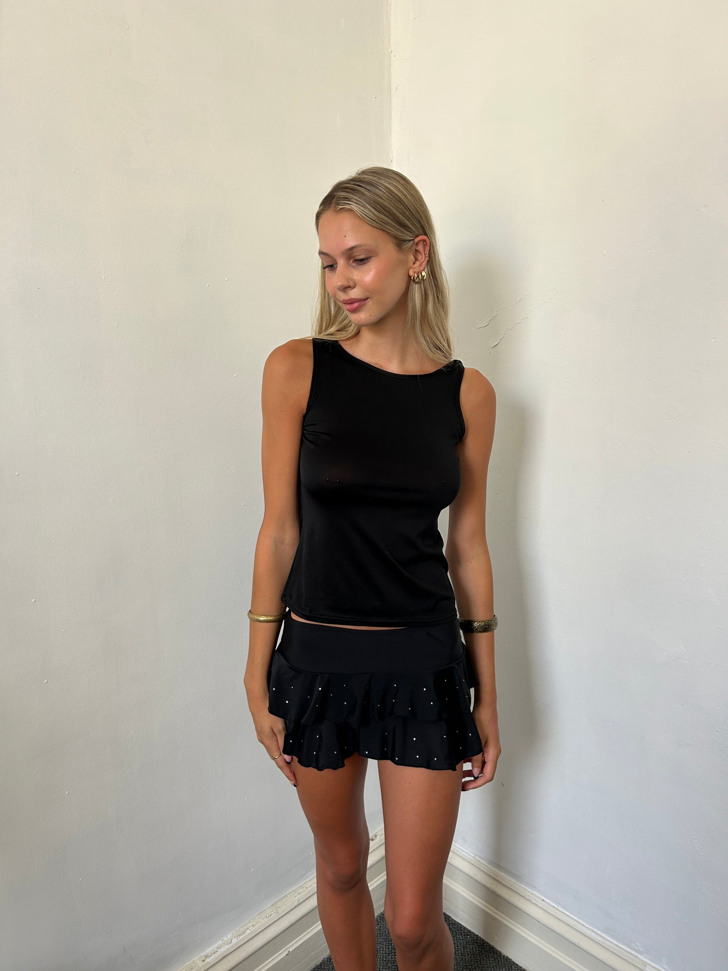 Black Sparkle Mini Swim Skirt - Size Small/Medium