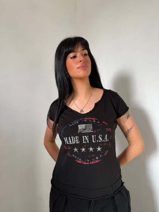 Made In The USA black Graphic Baby Tee - Size Large