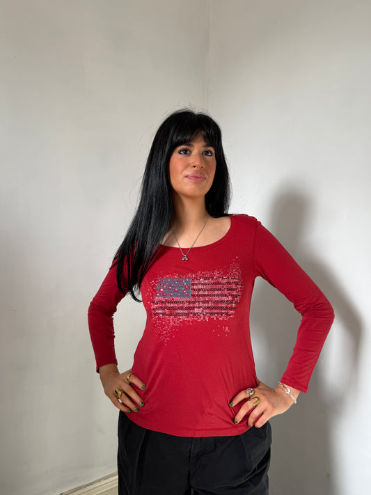 Red Long Sleeve Graphic Tshirt - Size Small