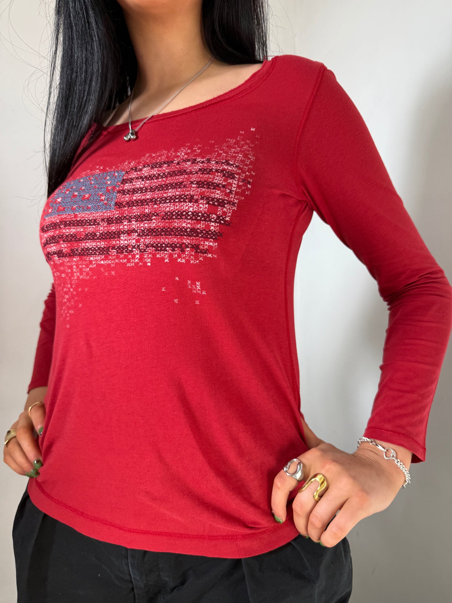 Red Long Sleeve Graphic Tshirt - Size Small