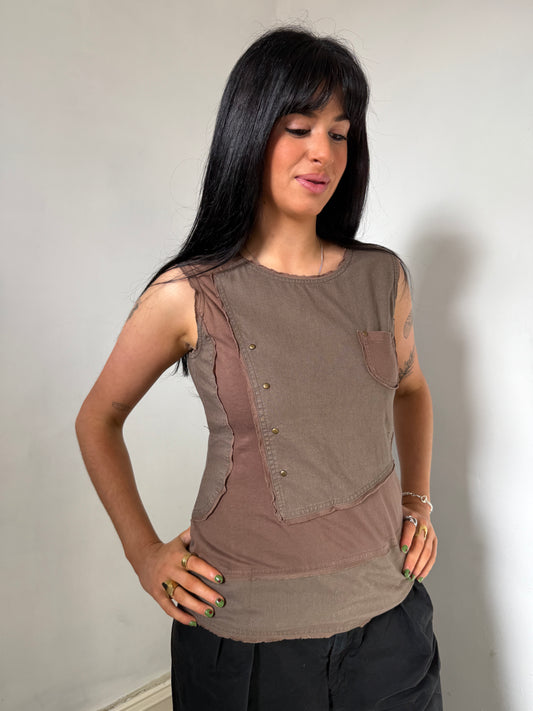 Brown Short Sleeve Top - Size Medium