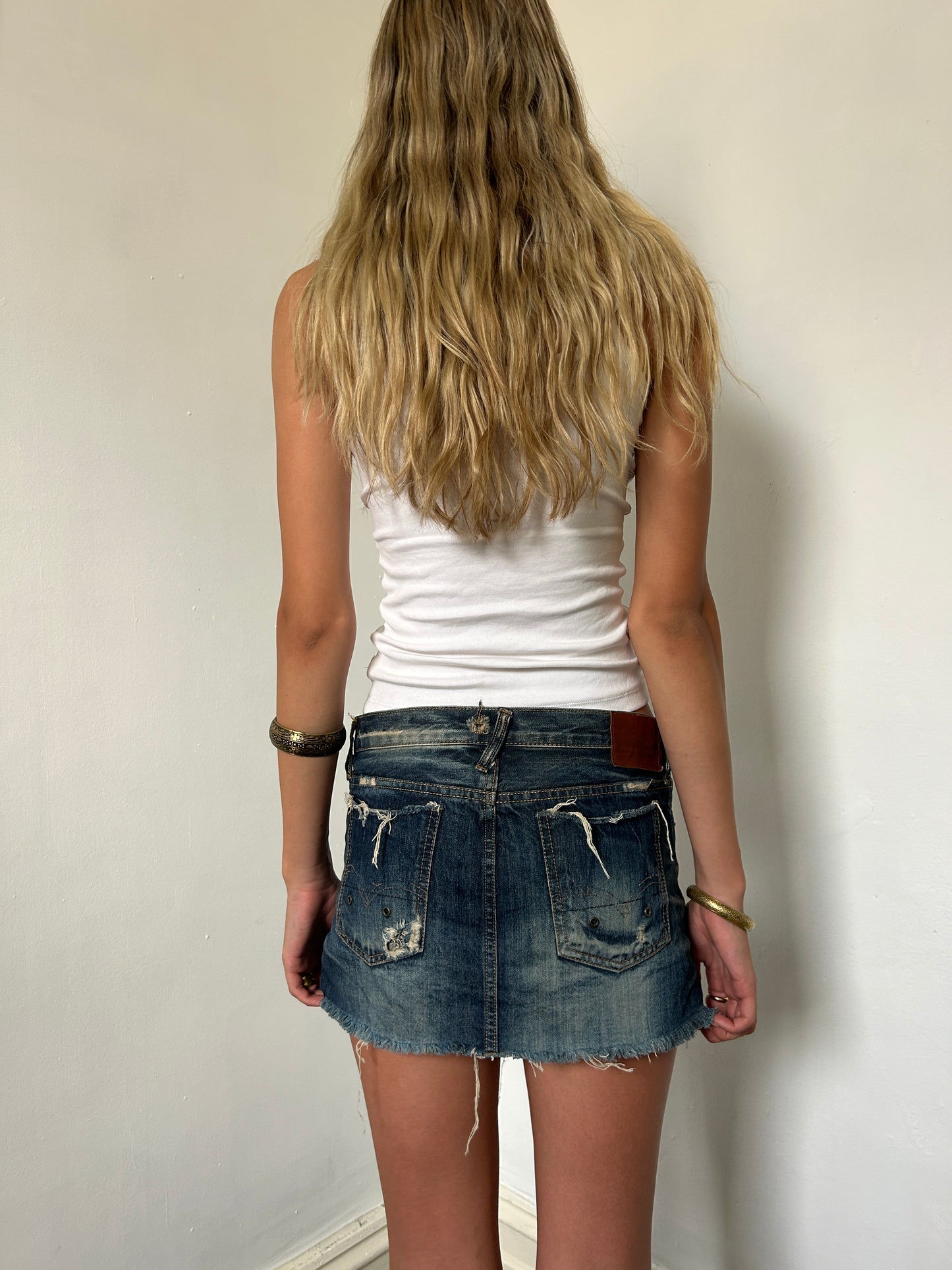 Denim Blue Mini Skirt - Size Medium