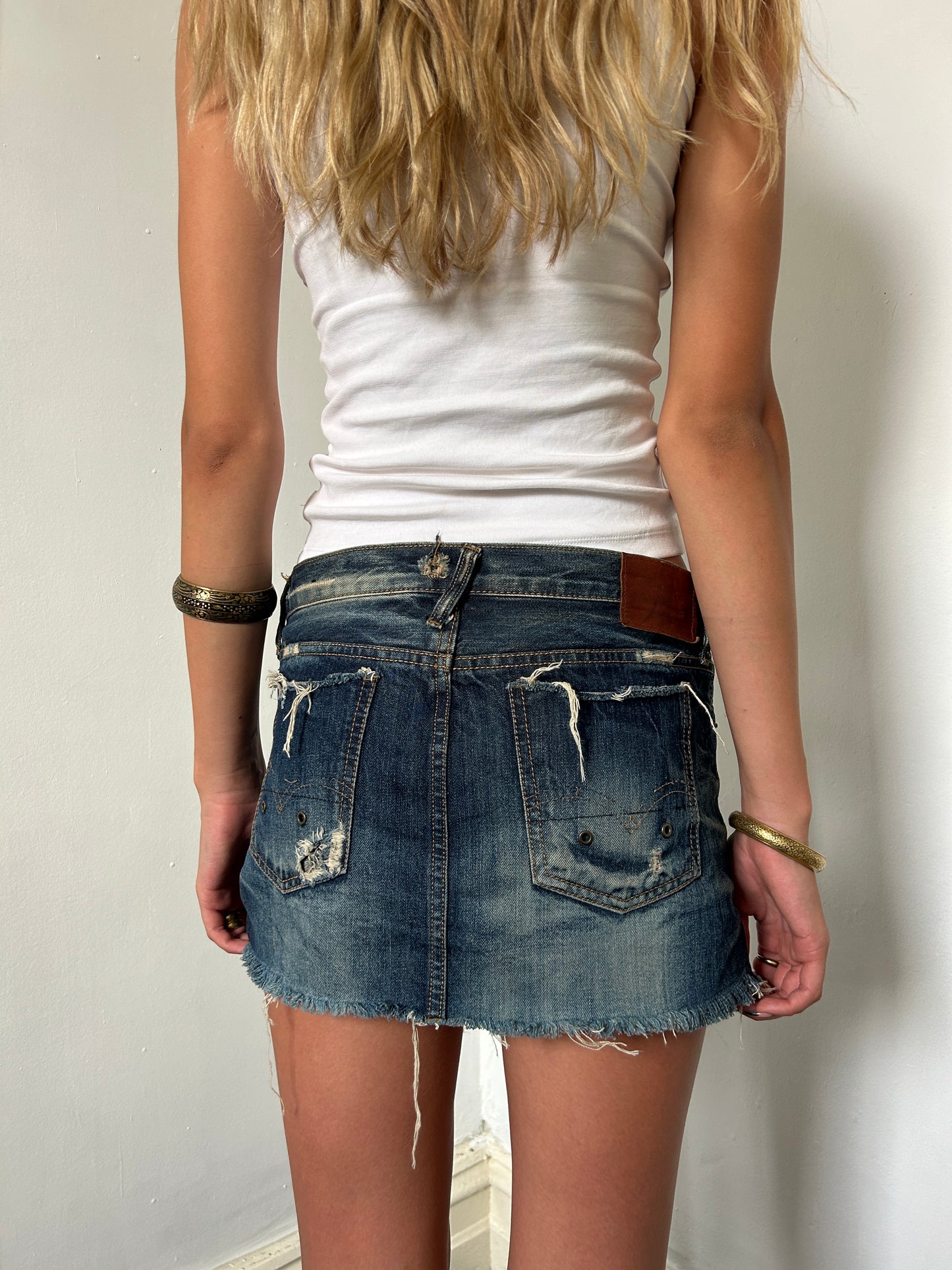 Denim Blue Mini Skirt - Size Medium