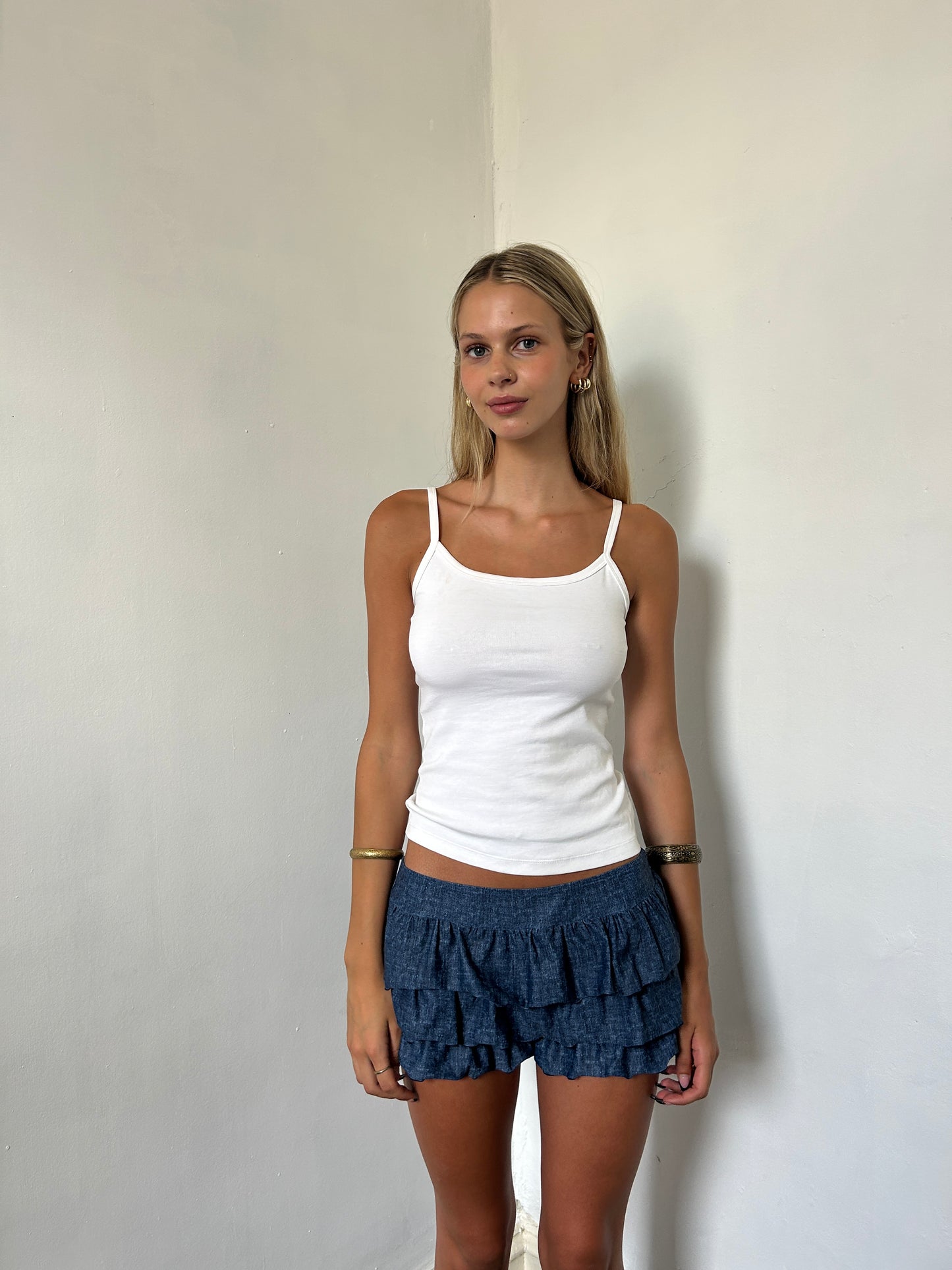 Dark Blue Mini Ruffle Shorts - Size Medium/Large