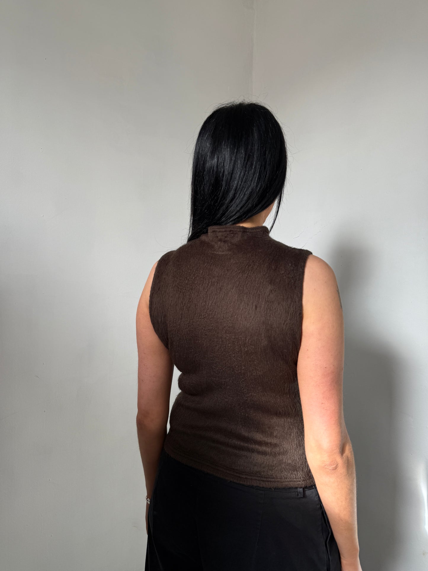 Brown Funky Faux Fur Top - Size Medium