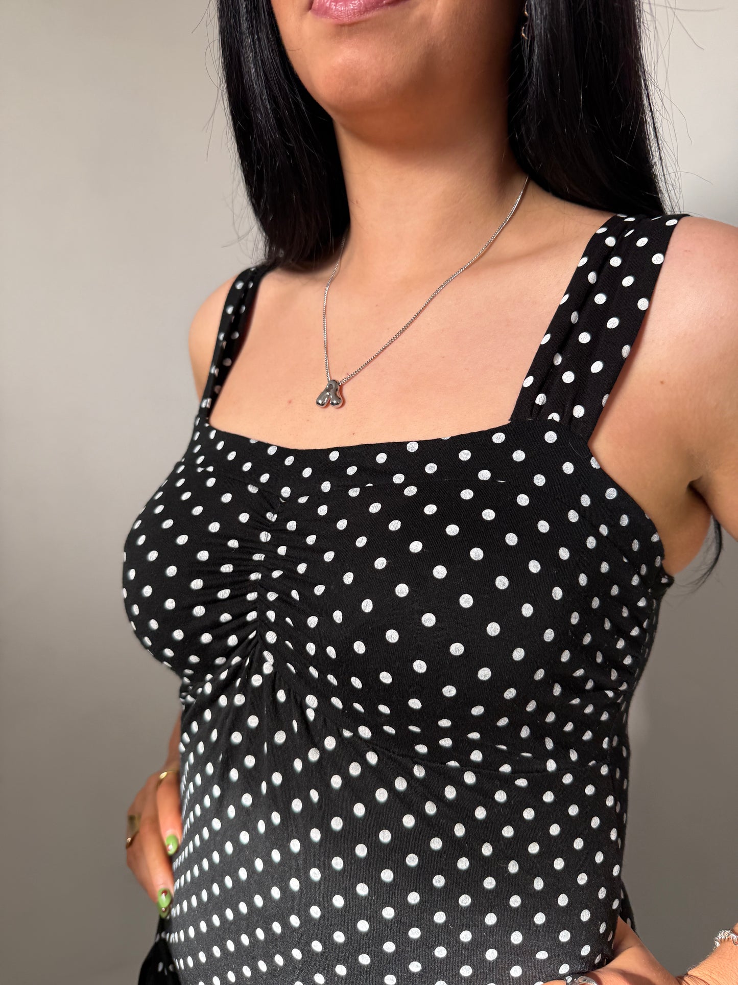Black White Polka Dot Top - Size Medium