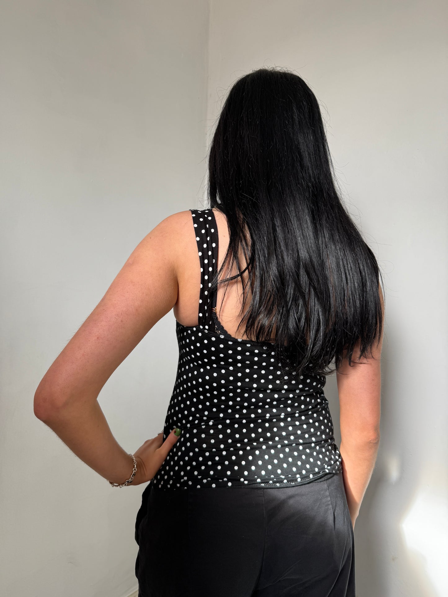 Black White Polka Dot Top - Size Medium