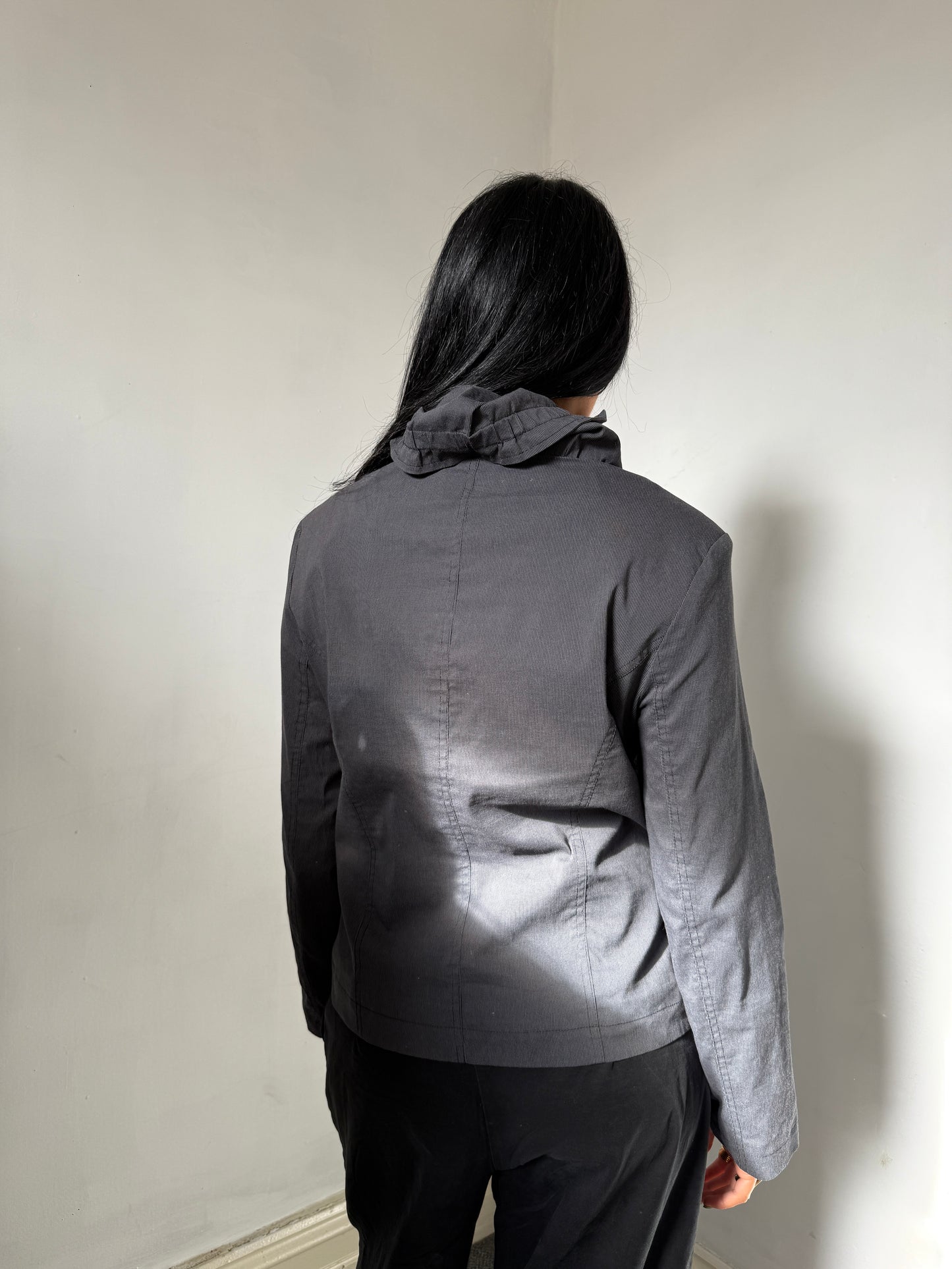 Dark Grey High Neck Funky Zip Up Jacket - Size 14