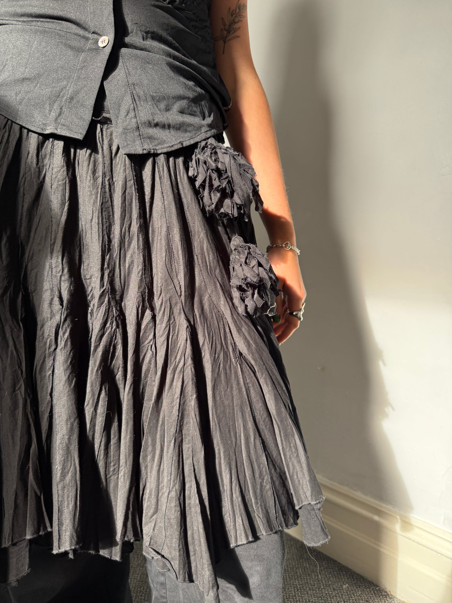 Black Long Layered Skirt - Size 10