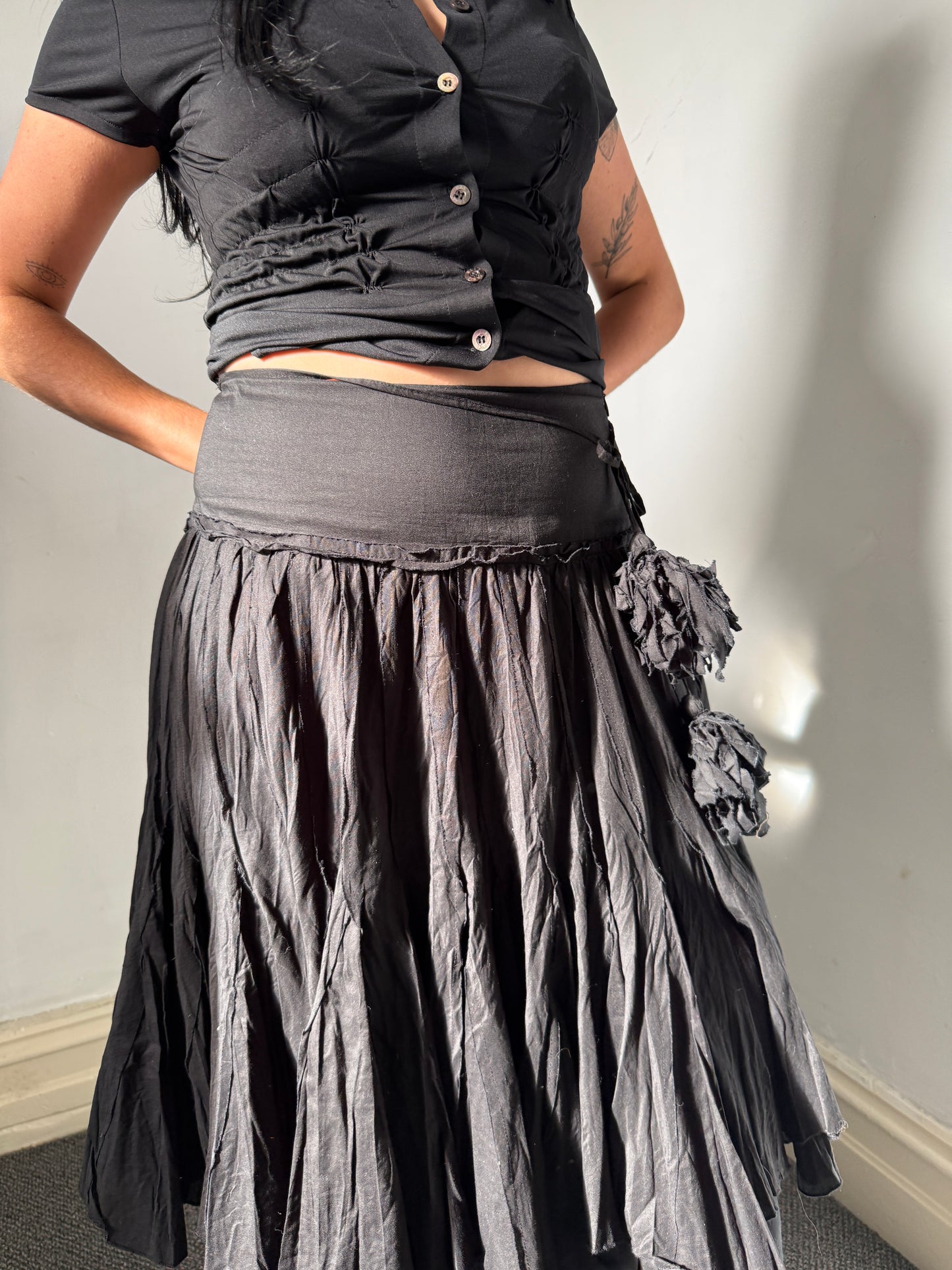 Black Long Layered Skirt - Size 10