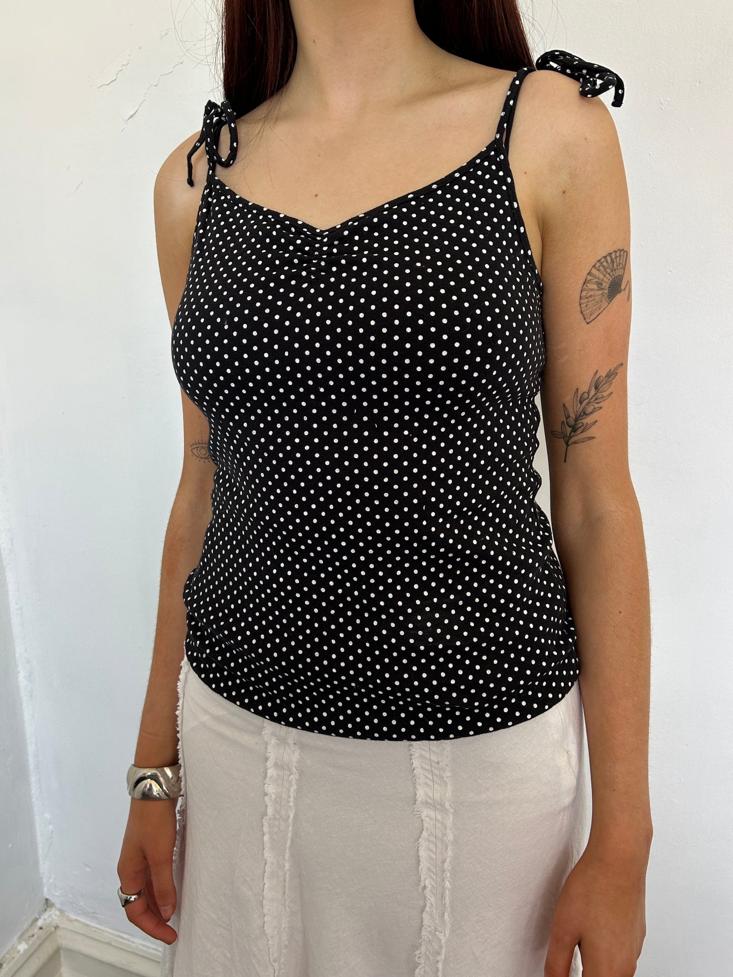 Black and White Polka Dot Cami - Size Medium