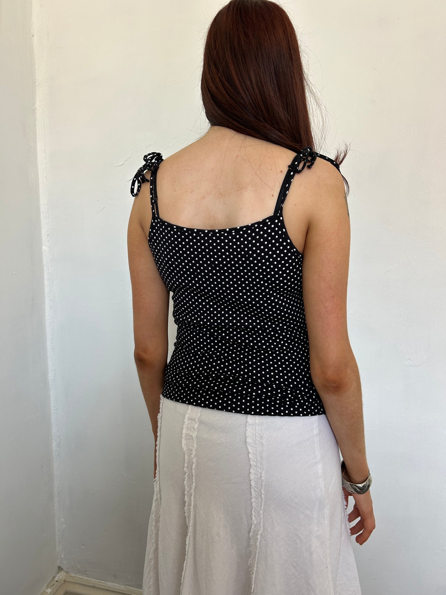 Black and White Polka Dot Cami - Size Medium