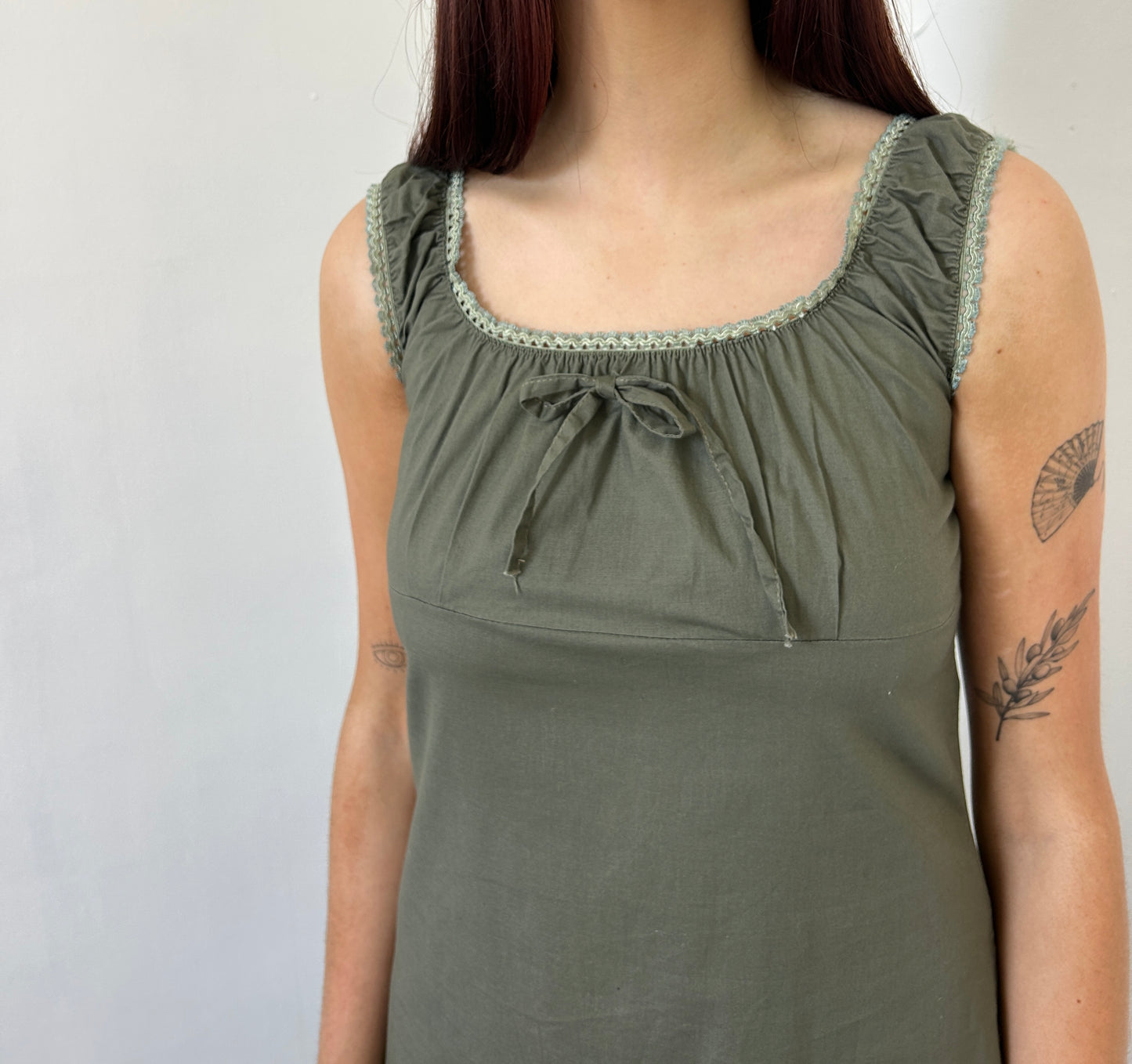 Khaki Baby Doll Midi Dress - Size Large