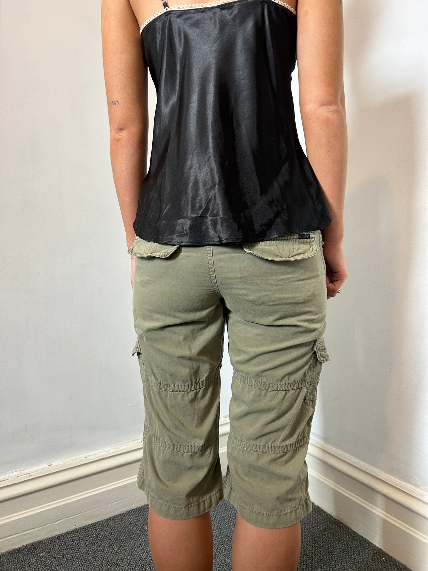 Khaki Green Rip Curl Capris - Size 8