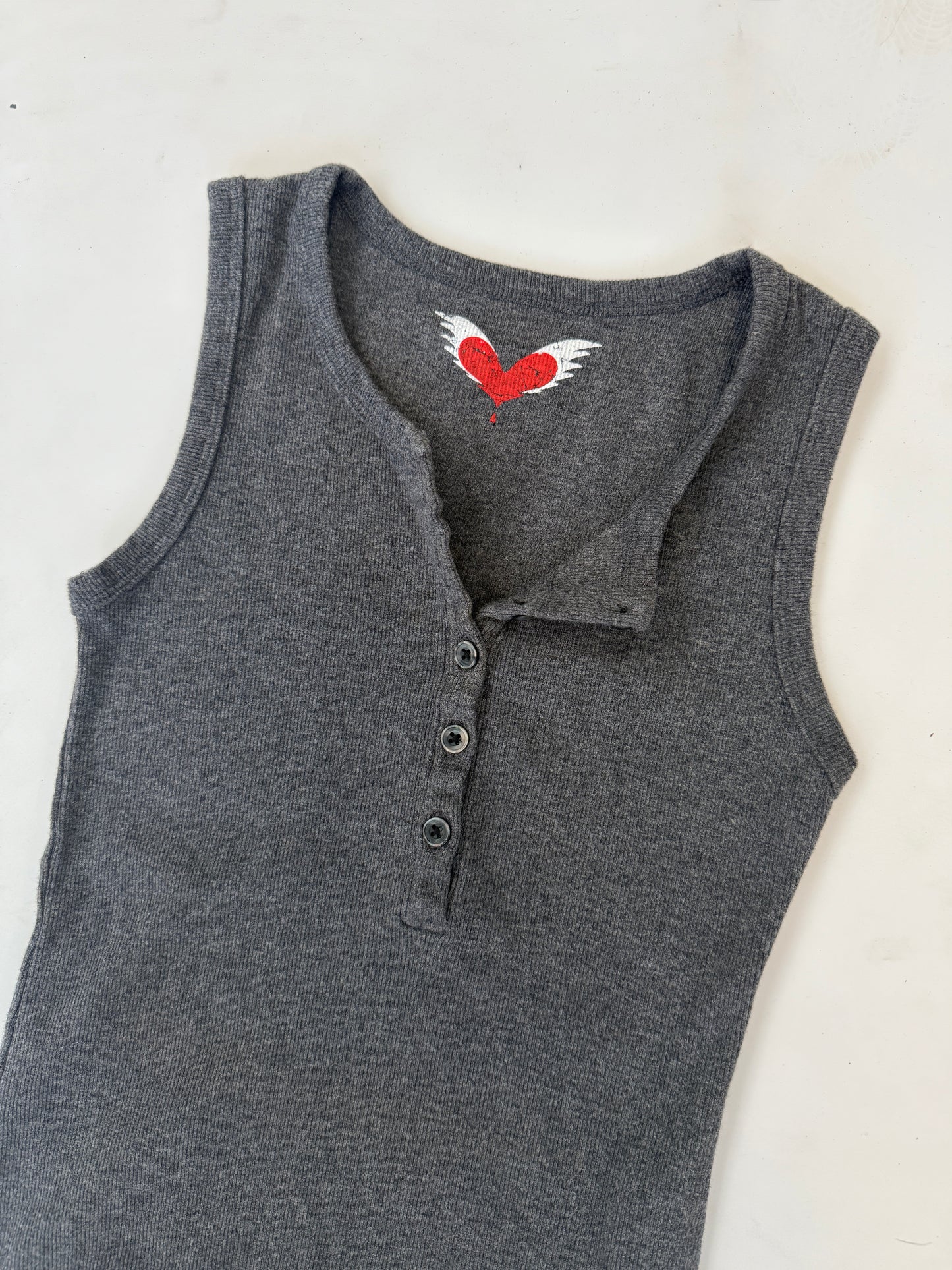 Grey Grommet Top - Size Extra-Small
