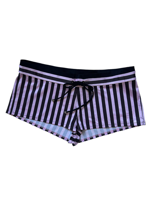 Pink Black Striped Micro Shorts - Size Medium