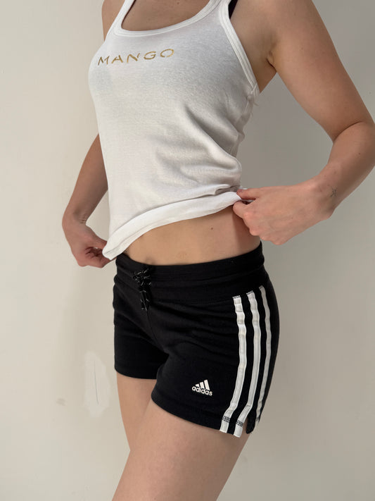 Black White Adidas Mini Shorts - Size Extra-Small