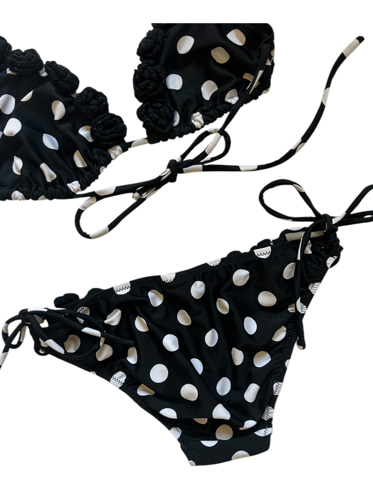 Black White Polka Dot Bikini - Size Extra Small/ Small