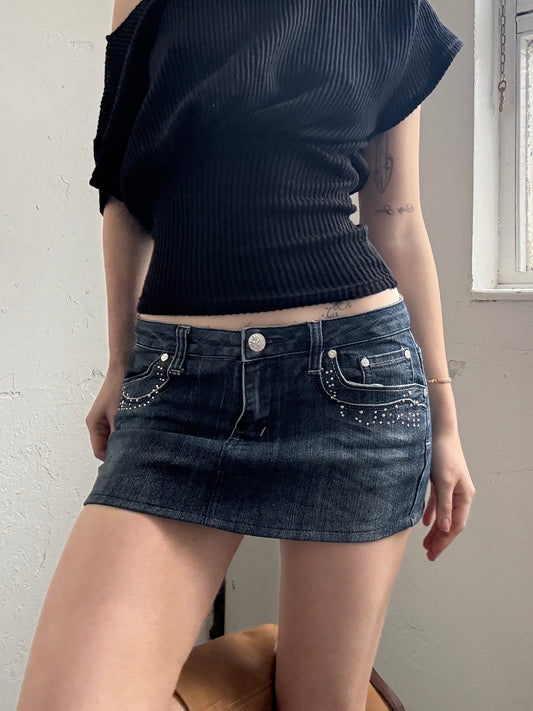 Denim Blue Mini Y2K Skirt - Size Small