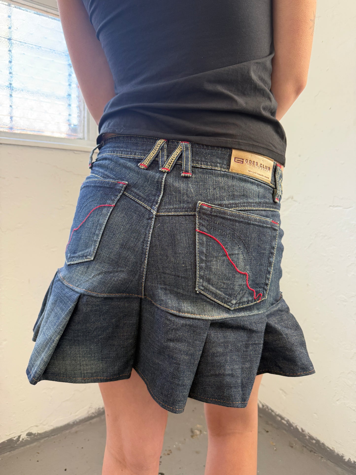 Denim Blue Reworked Mini Skirt - W28