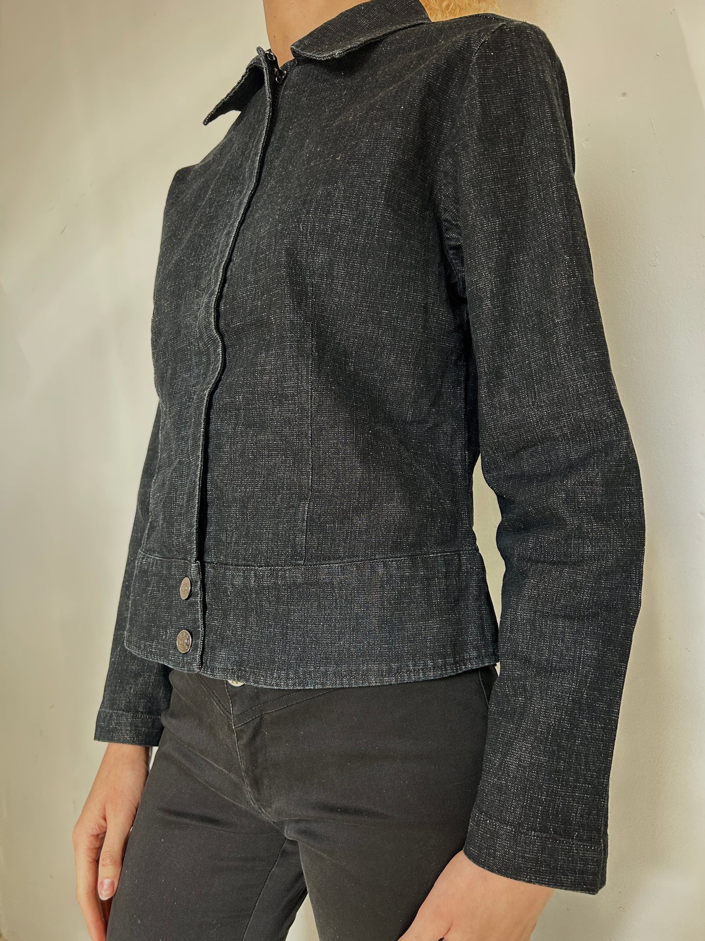 Dark Denim Zip Up Jacket - Size Small