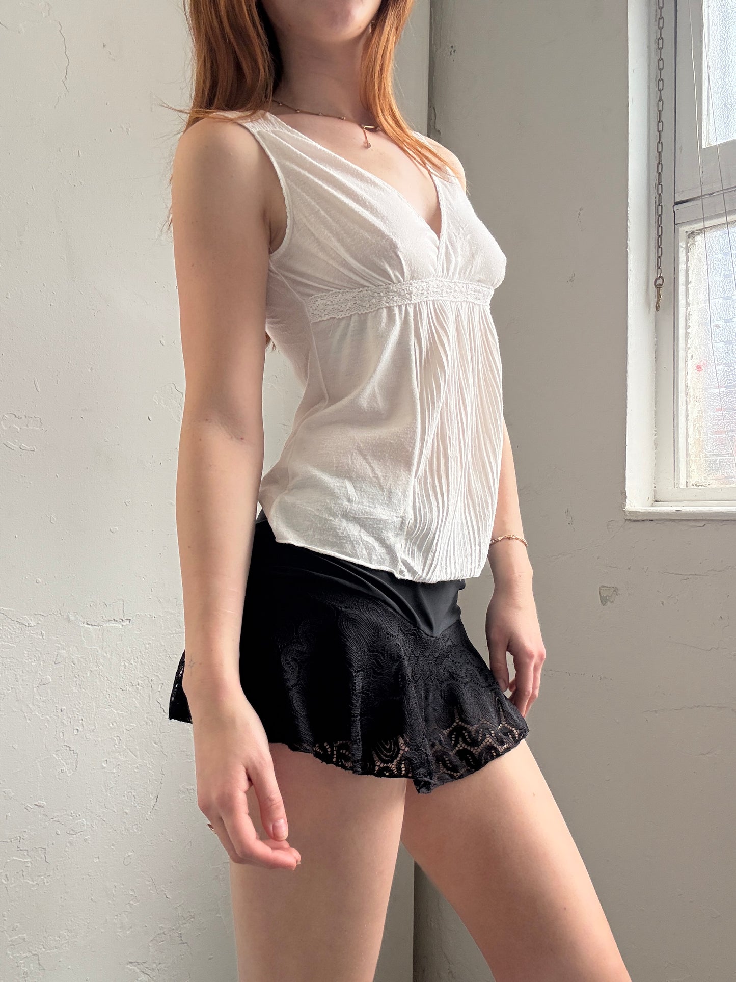 White Baby Doll Cotton Top - Size Small