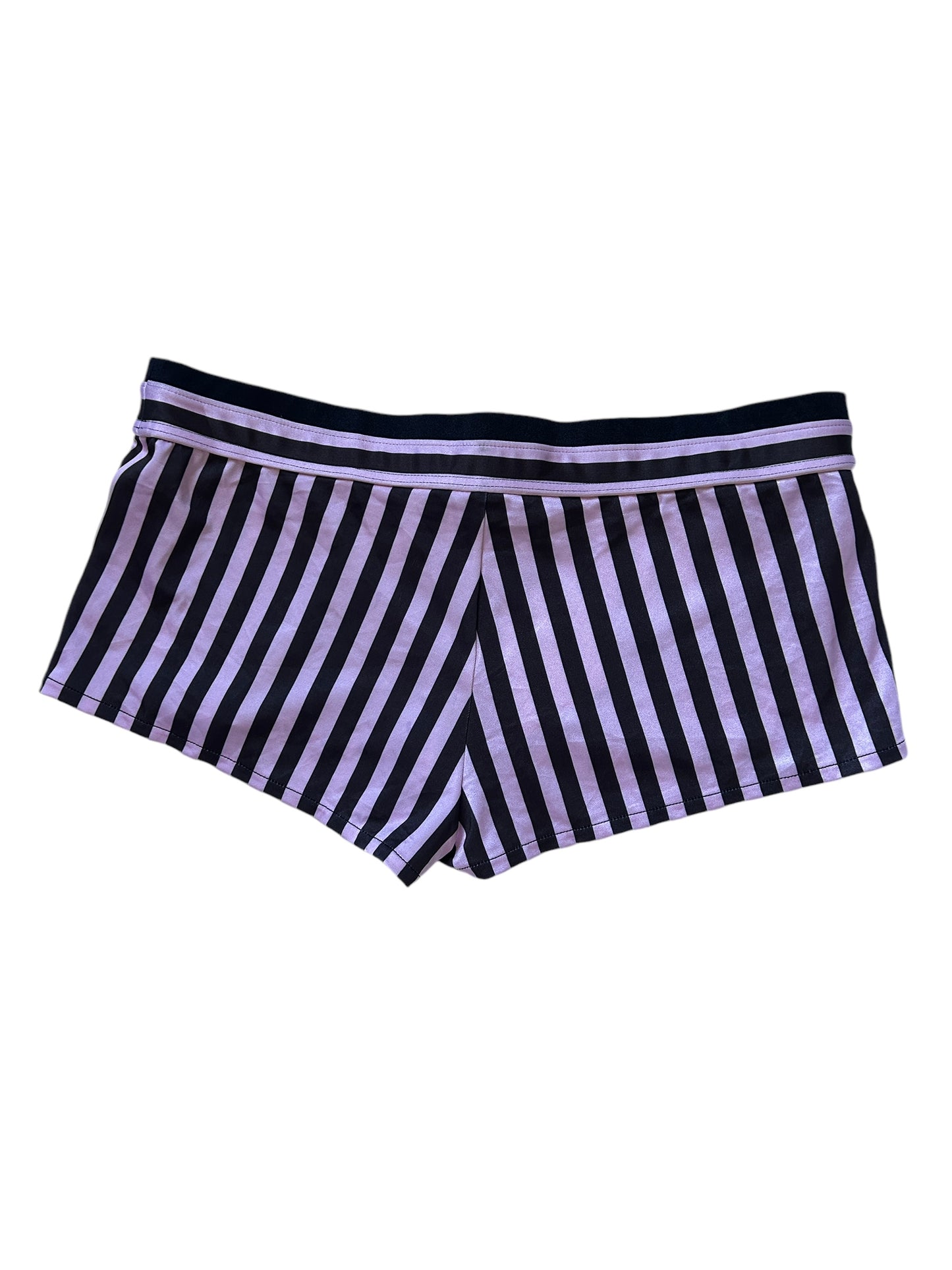 Pink Black Striped Micro Shorts - Size Medium