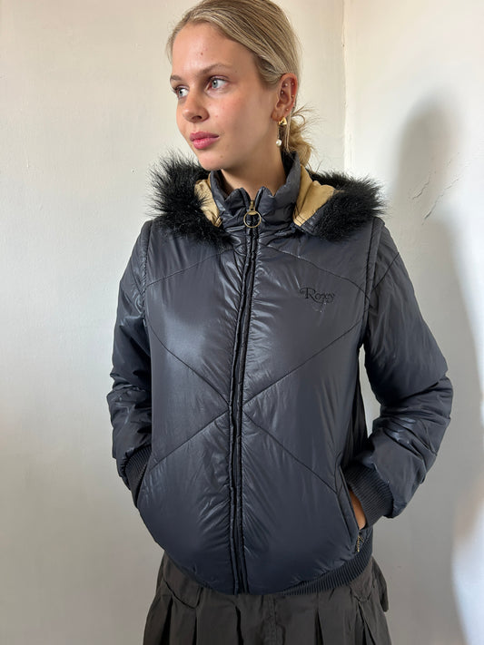 Black Roxy Puffer Jacket - Size 12