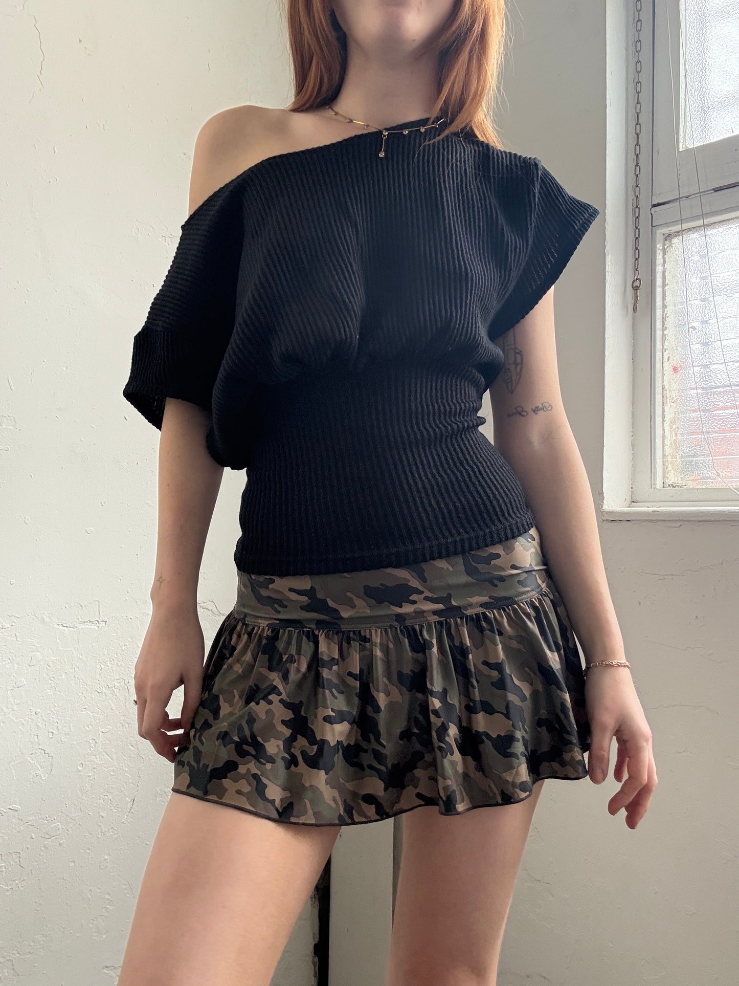 Camo Green Brown Mini Swim Skirt - Size Extra-Small