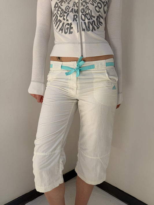 White Blue Adidas Capris - Size Extra-Small
