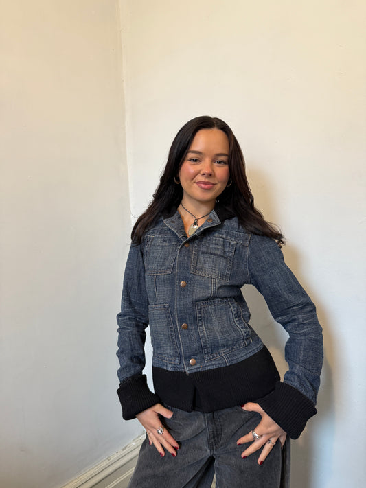 Denim Blue Black Jacket - Size 8