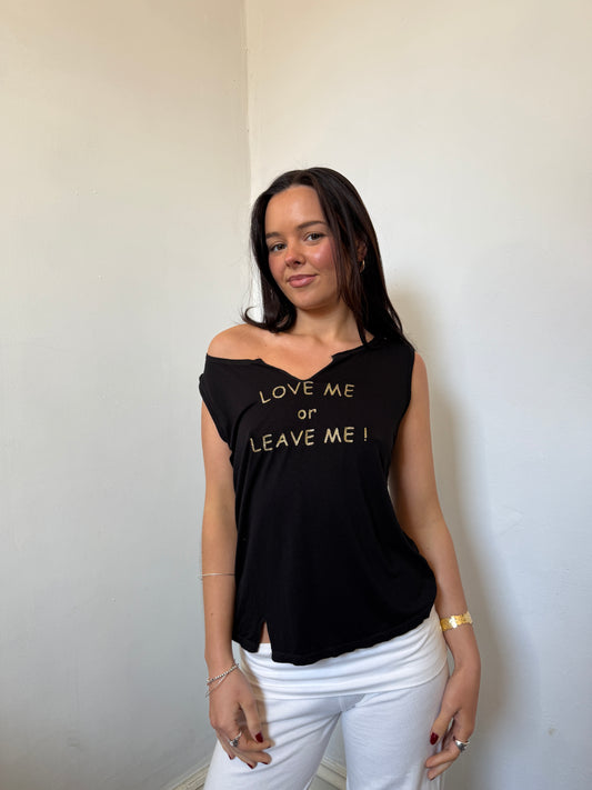Black Graphic Gold Top - Size Medium
