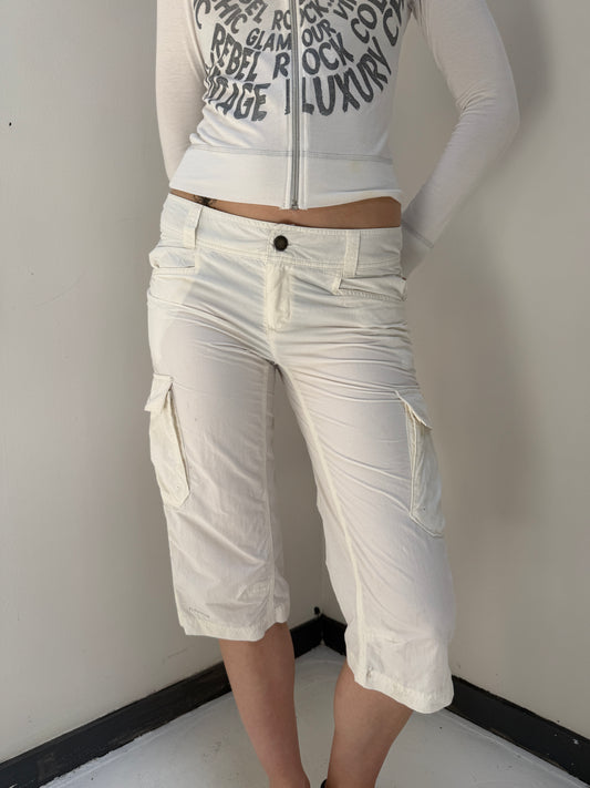 White Cargo Capris - Size Extra-Small
