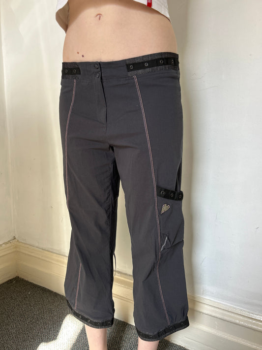 Dark Grey and Pink Capri Pants - Size 12