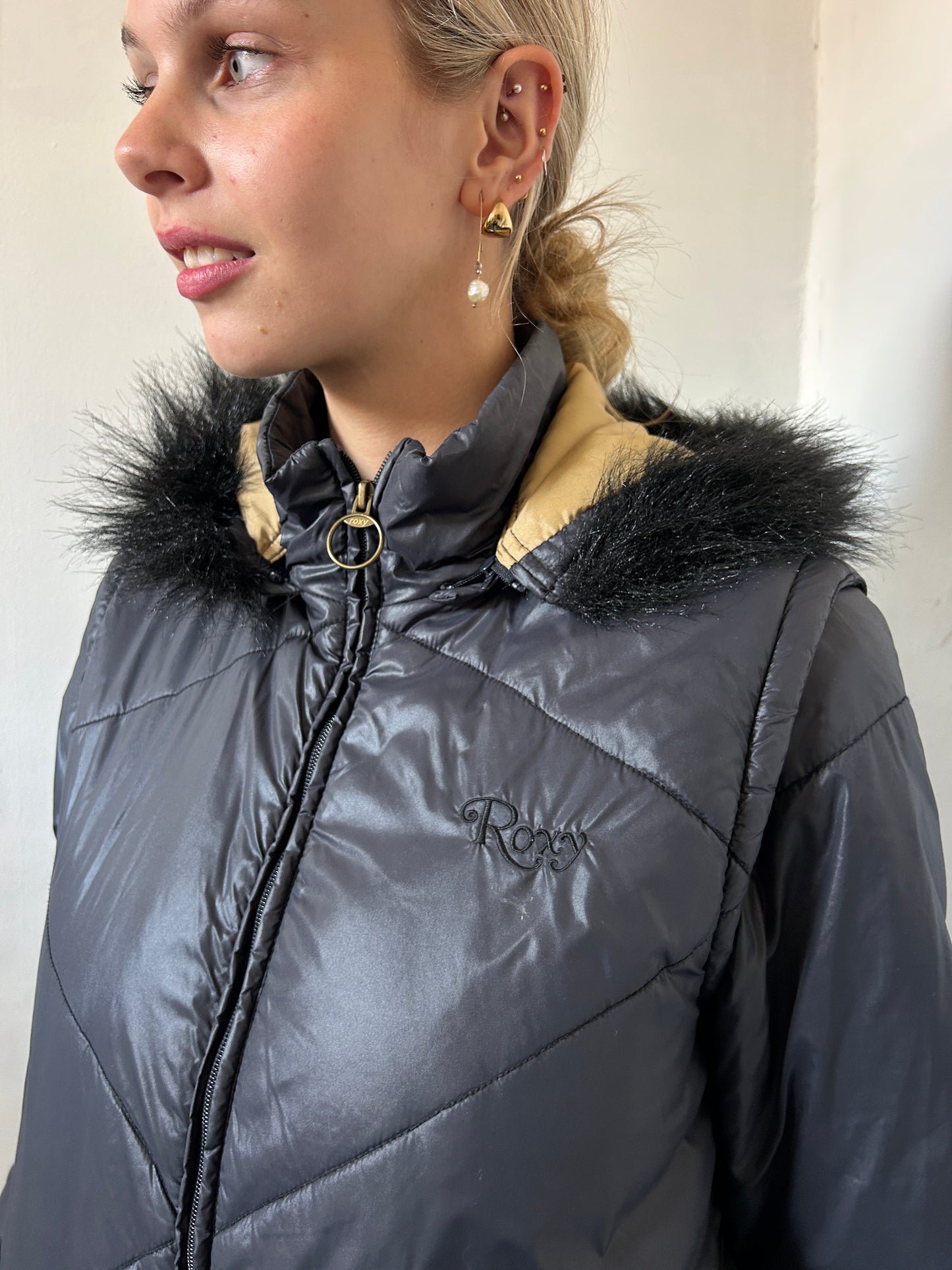 Black Roxy Puffer Jacket - Size 12
