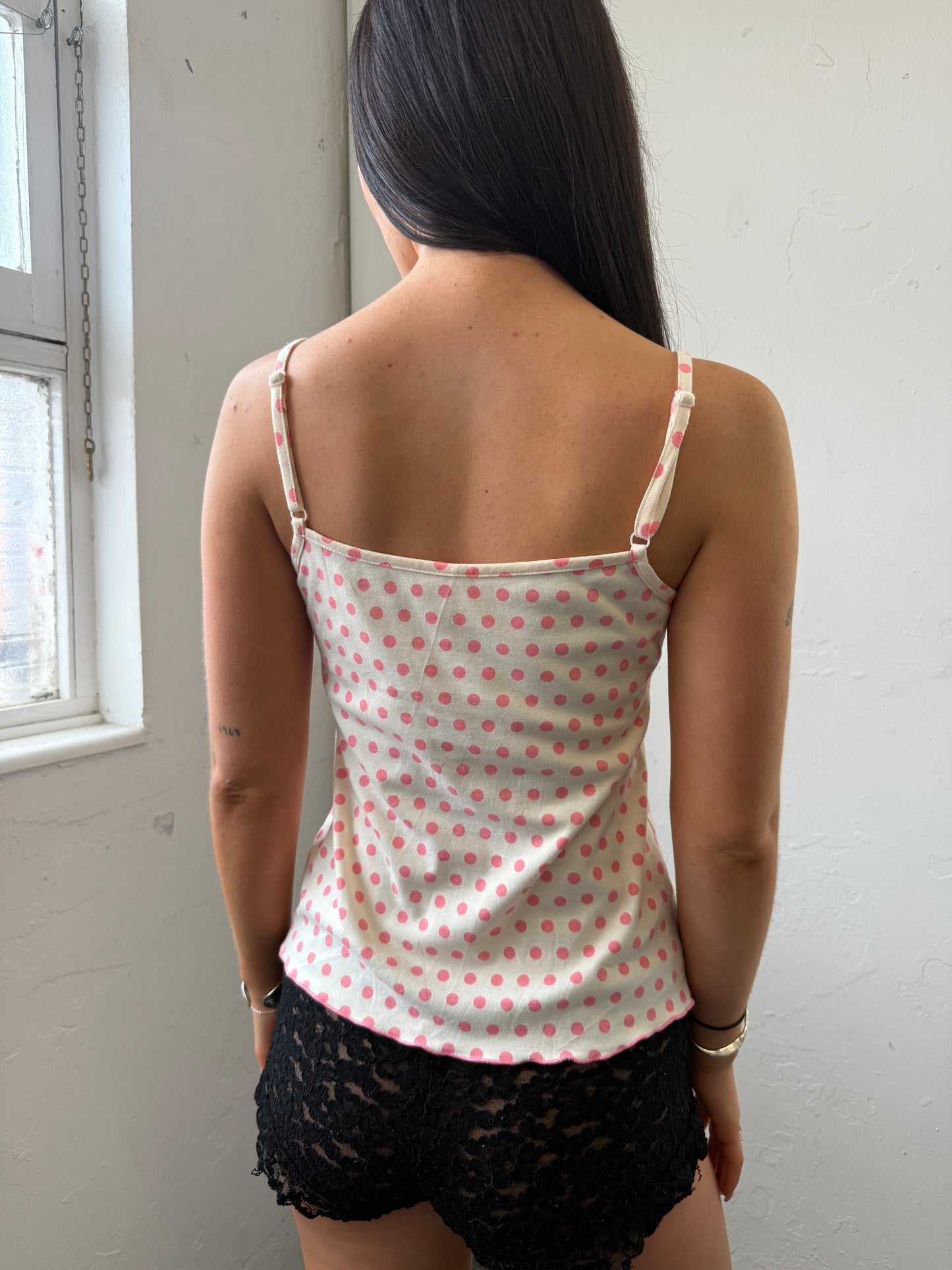 Pink Polka Dot Cami Top - Size Medium