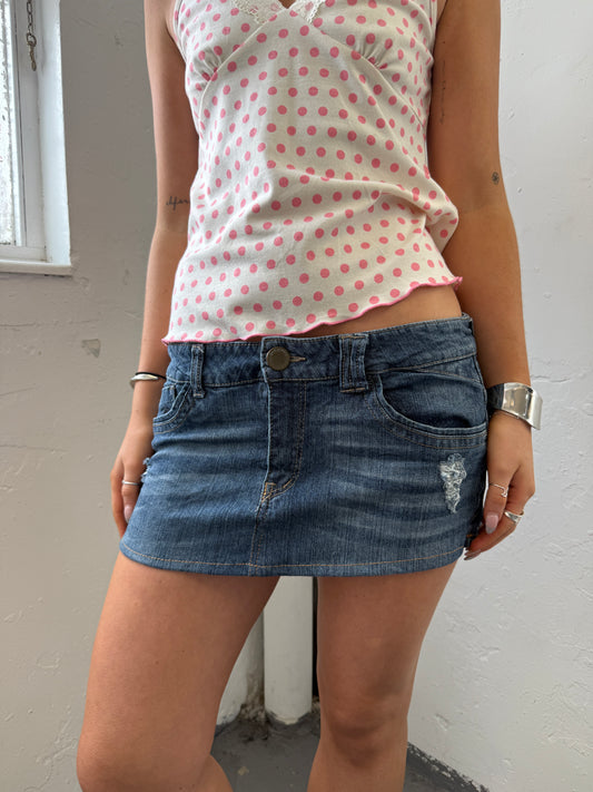 Denim Blue Mini Skirt - Size 10-12