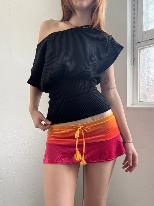 Tie Die Velour Micro Mini Skirt - Size Extra-Small/Small