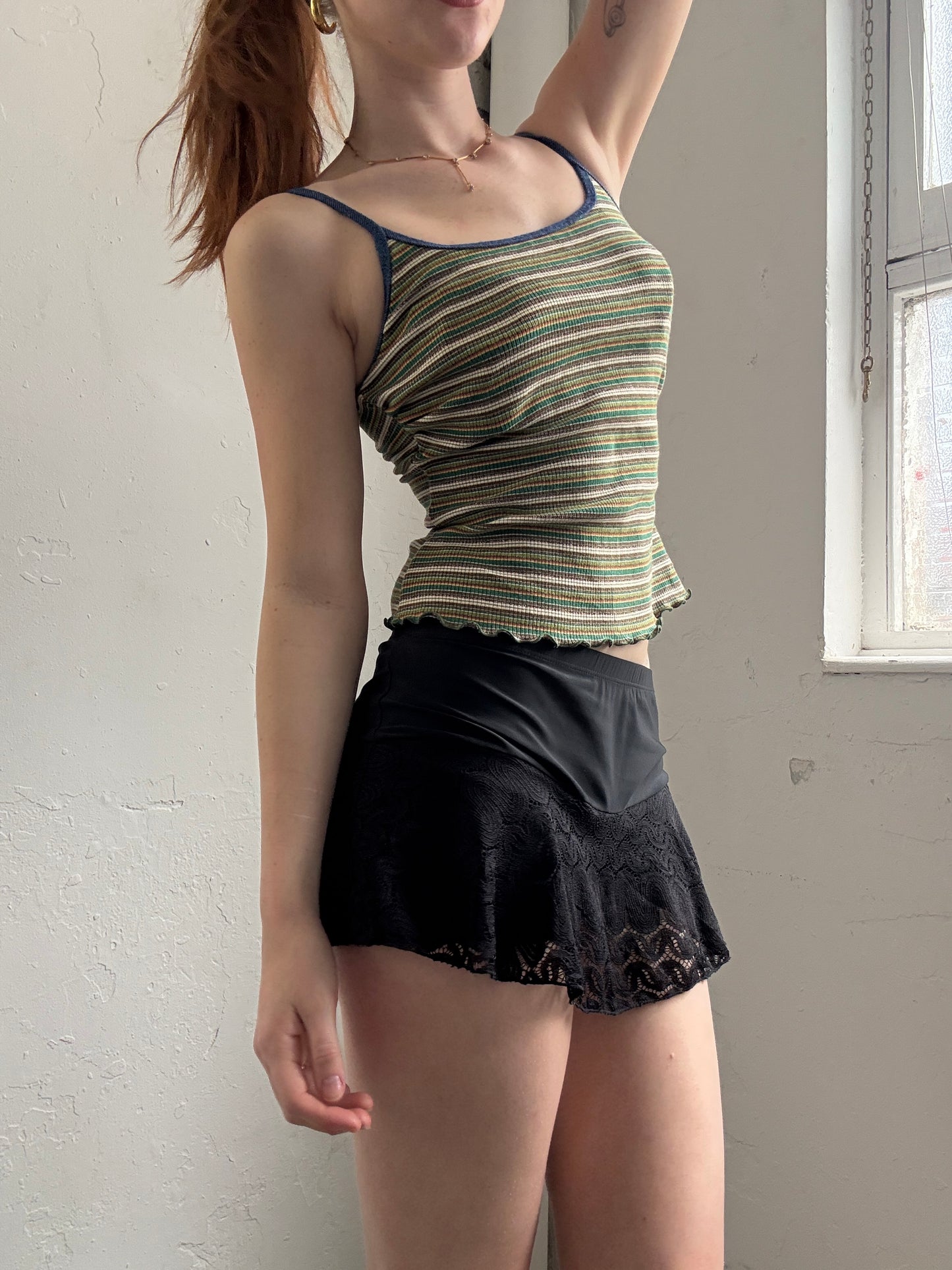 Green Blue Striped Cami Top - Size Small