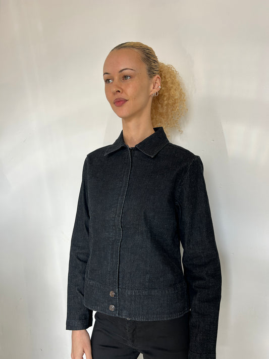 Dark Denim Zip Up Jacket - Size Small